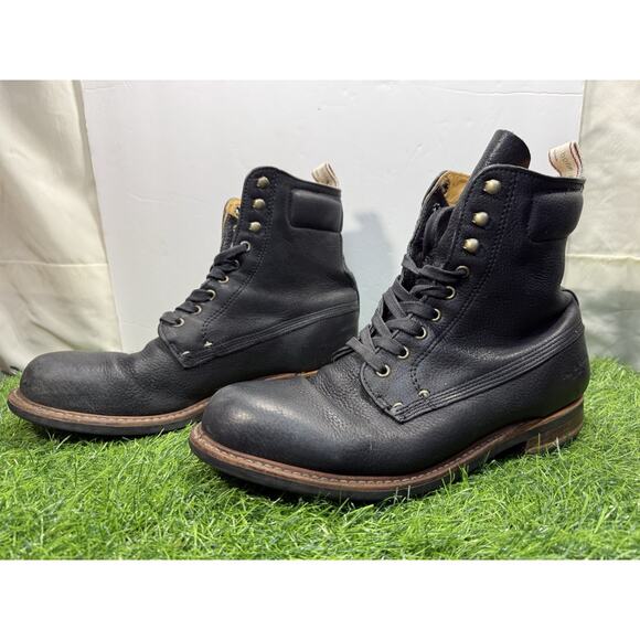rag & bone Kent Black Pebbled Leather Lace-Up Boots Made in USA Distressed Men main image 13